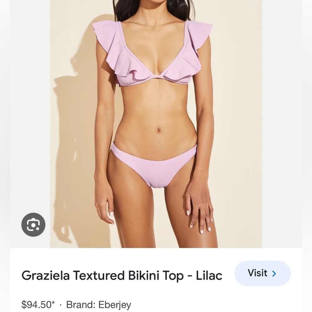 Eberjey Graziela Pique Lilac Bikini Top Sz XS NWT
